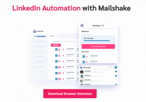 LinkedIn automation interface with Mailshake, showcasing user dashboard, task management, and messaging features, emphasizing streamlined outreach for CRM strategies.