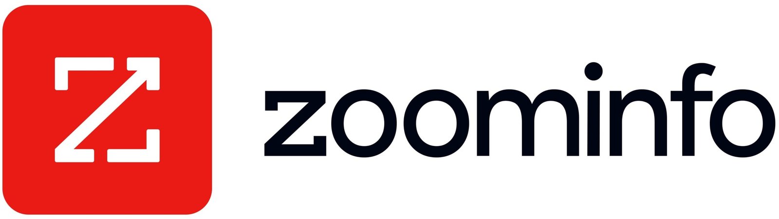 ZoomInfo logo, featuring a red square with a white stylized "Z" and the word "zoominfo" in dark text, representing B2B data solutions in the tech stack for marketing and sales.